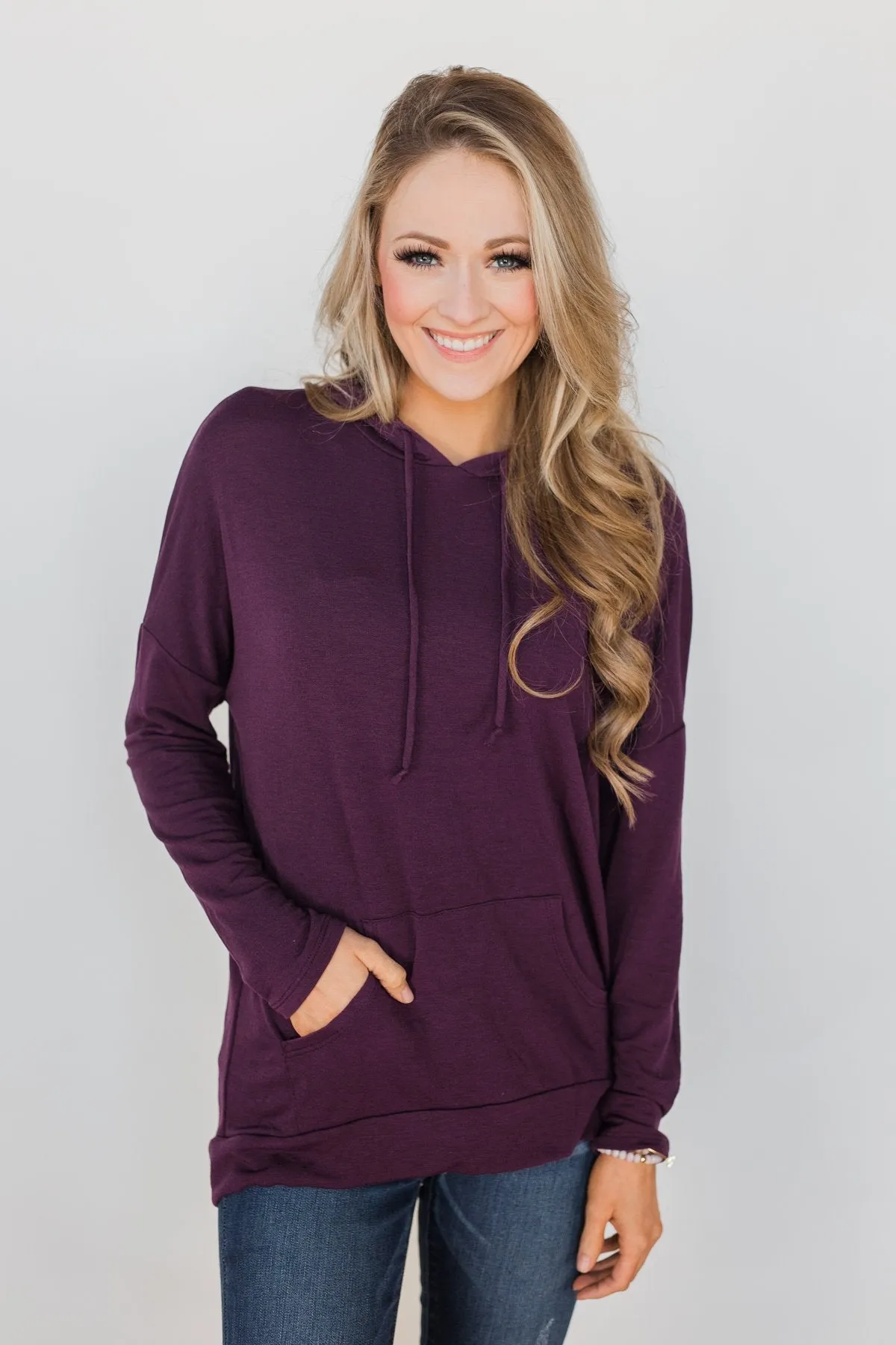 Once In A While Lightweight Hoodie- Eggplant