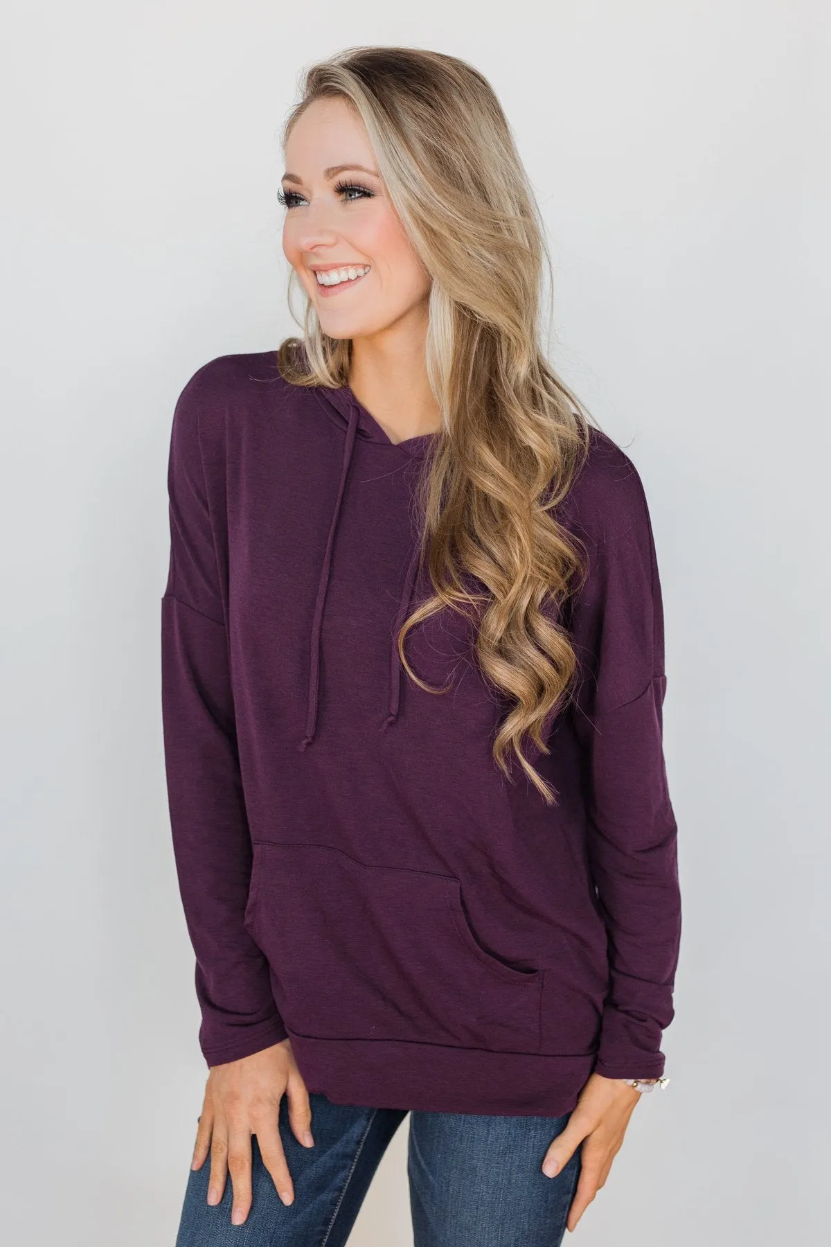 Once In A While Lightweight Hoodie- Eggplant