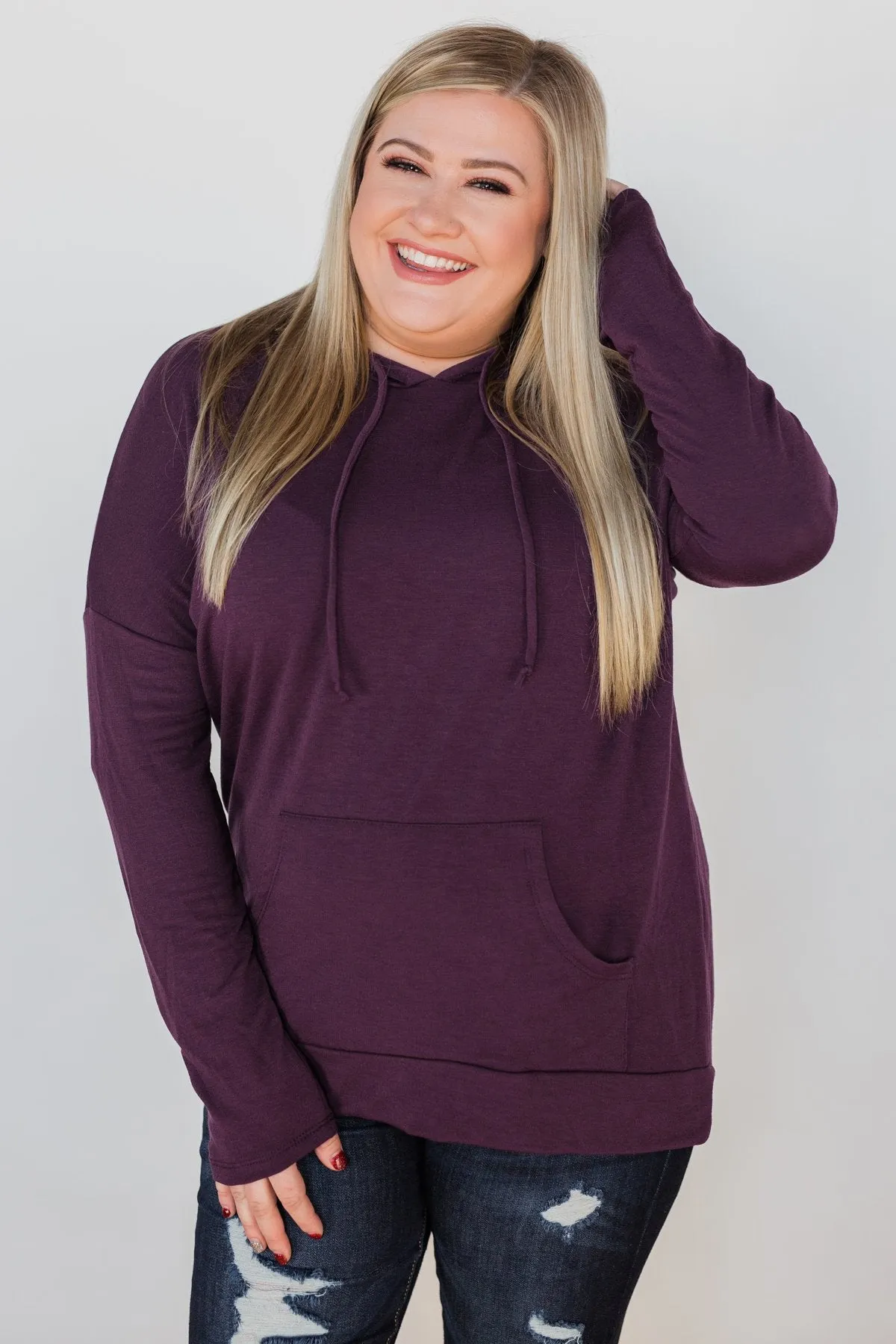 Once In A While Lightweight Hoodie- Eggplant