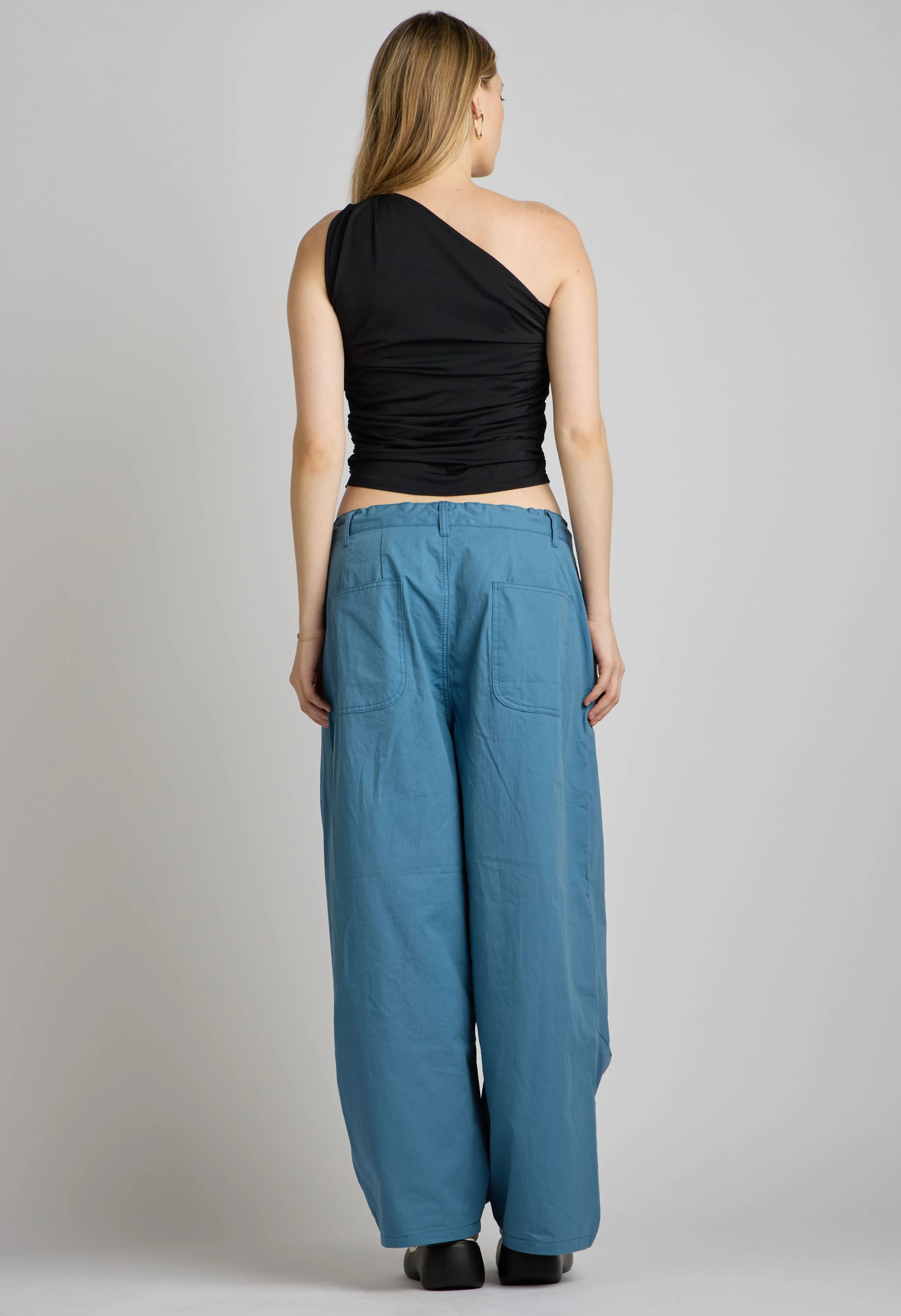 One Shoulder Ruched Top in Black