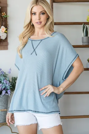Open Back Wide Sleeve Shorsleeve Top