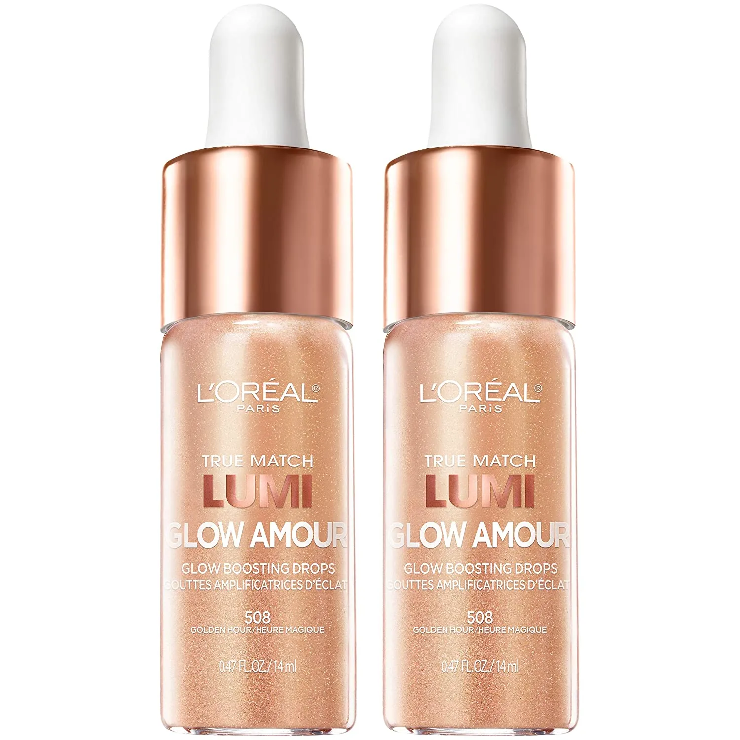Pack of 2 L'Oreal Paris True Match Lumi Glow Amour Glow Boosting Drops, Golden Hour # 508