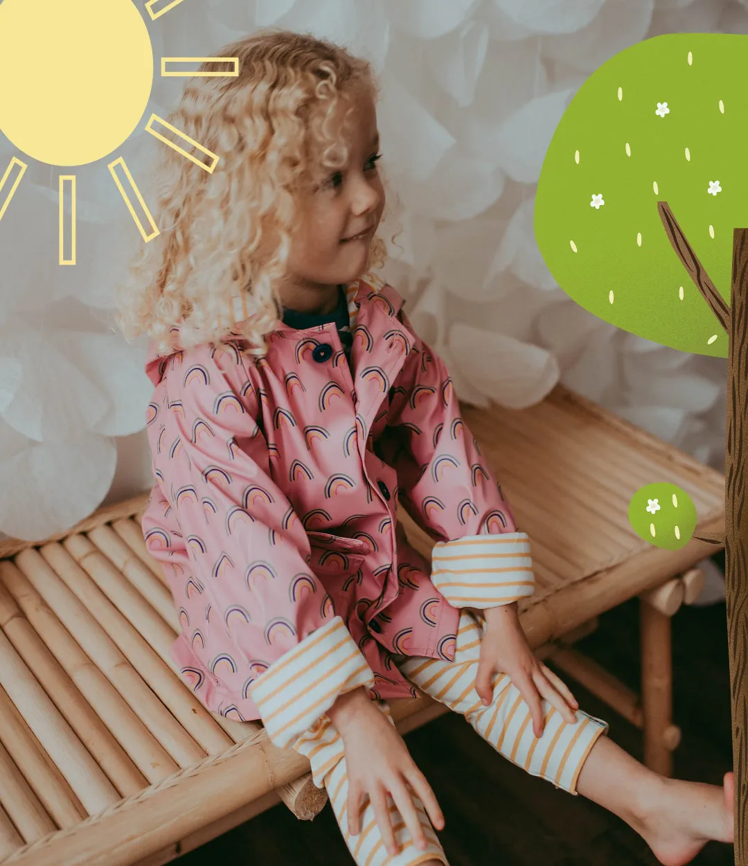 Pink Rainbow Print Raincoat