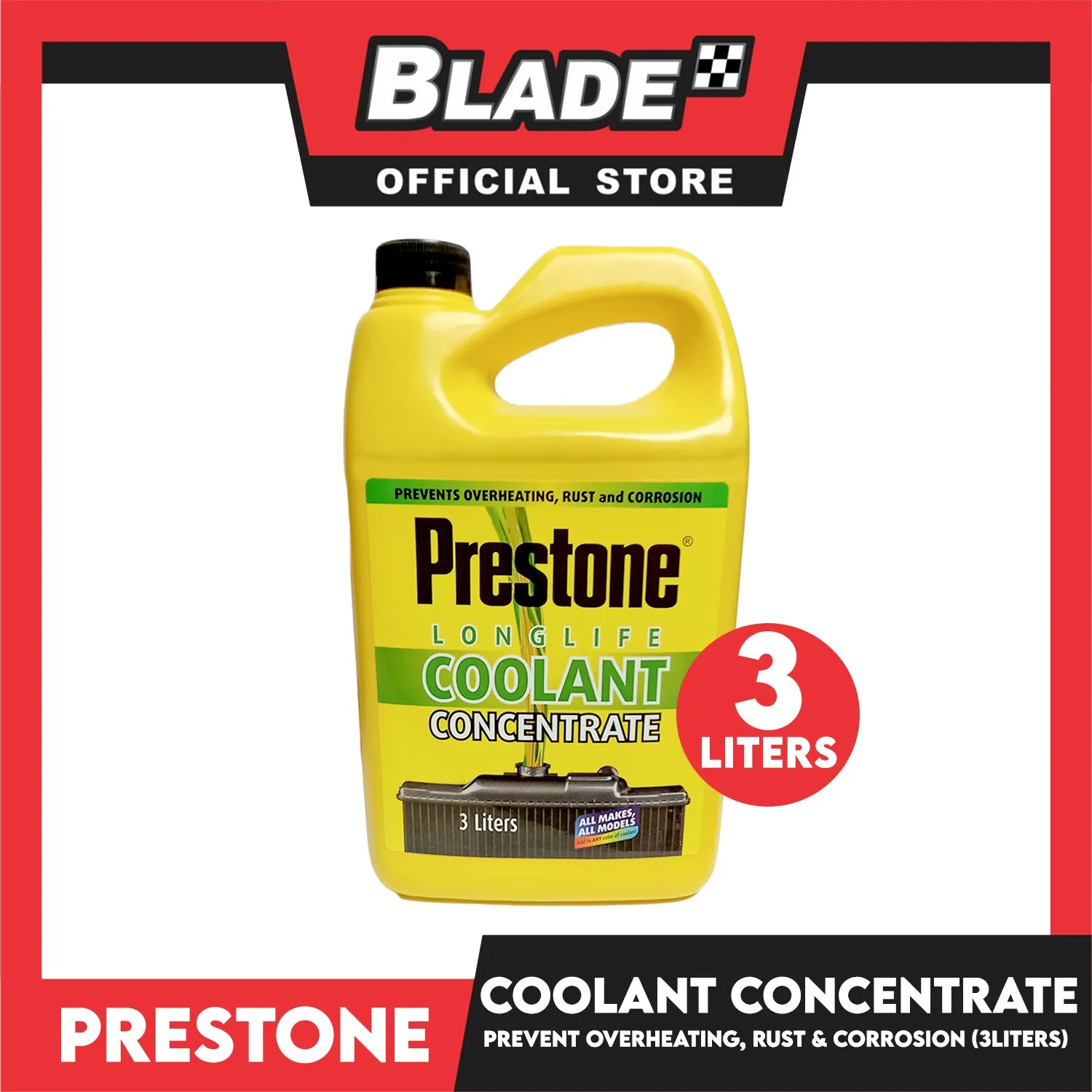 Prestone Long Life Coolant Concentrate 3 Liters Prevents Overheating, Rust And Corrosion