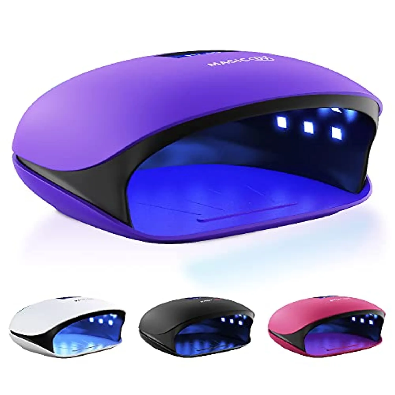 Professional UV LED Nail Lamp 48W - Salon/Home Use Dryer for Nail Polish - 4 Timer Modes - Manicure and Pedicure Compatible Gel Nail Polish Curing Lamp - LCD Display | Bonus 5 Finger Clips - Purple