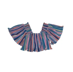 Queen of Sparkles Kids Blue Rainbow Stripe Flutter Top
