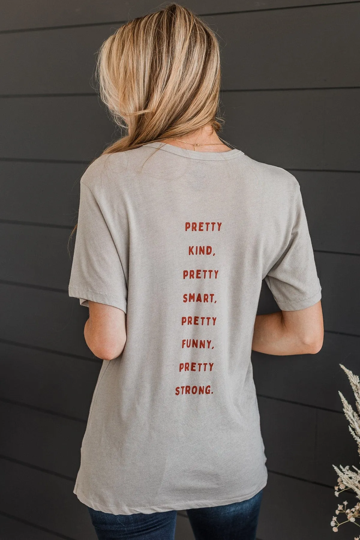 "Aim To Be Pretty" Graphic Tee- Light Taupe