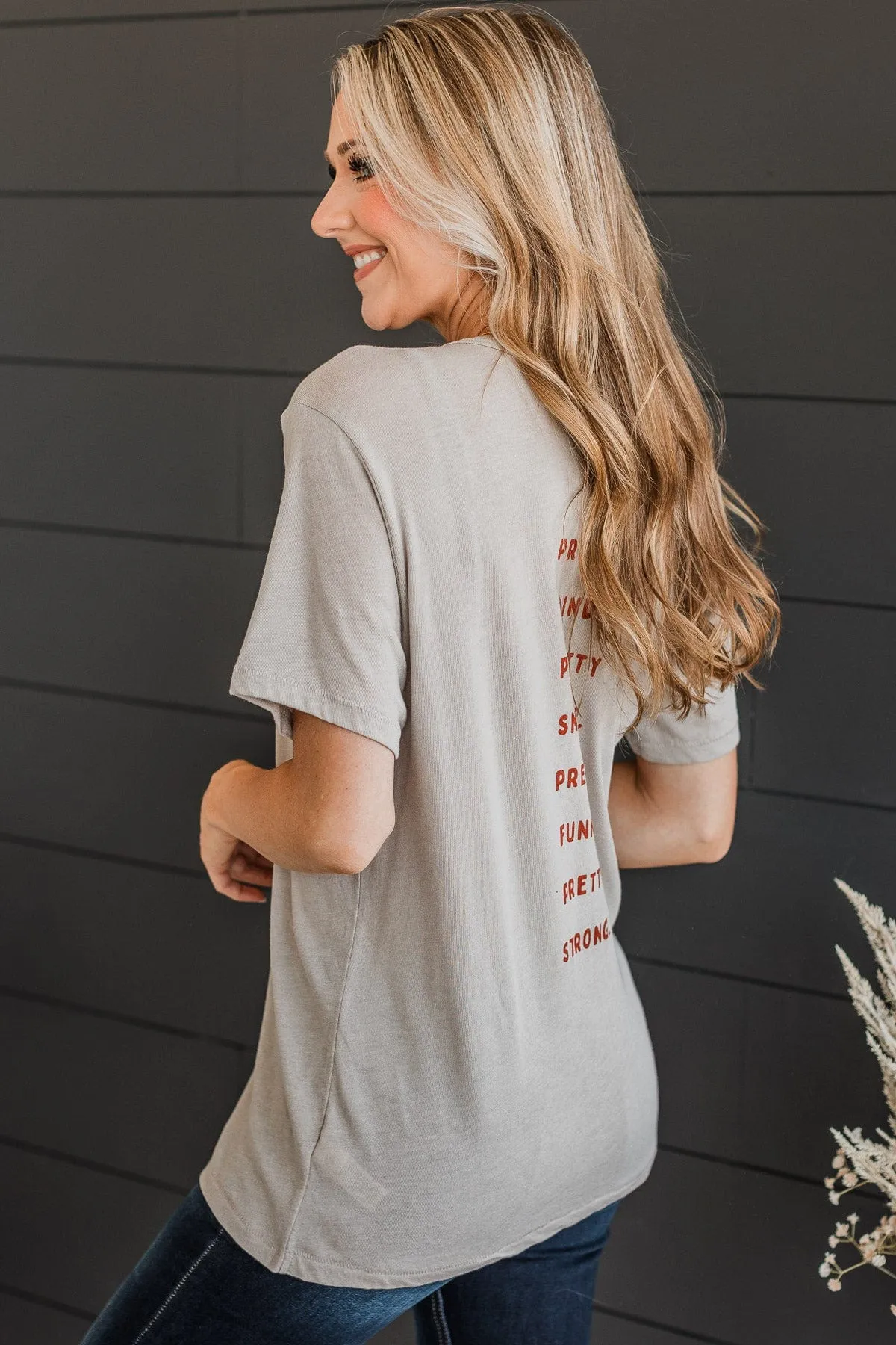 "Aim To Be Pretty" Graphic Tee- Light Taupe