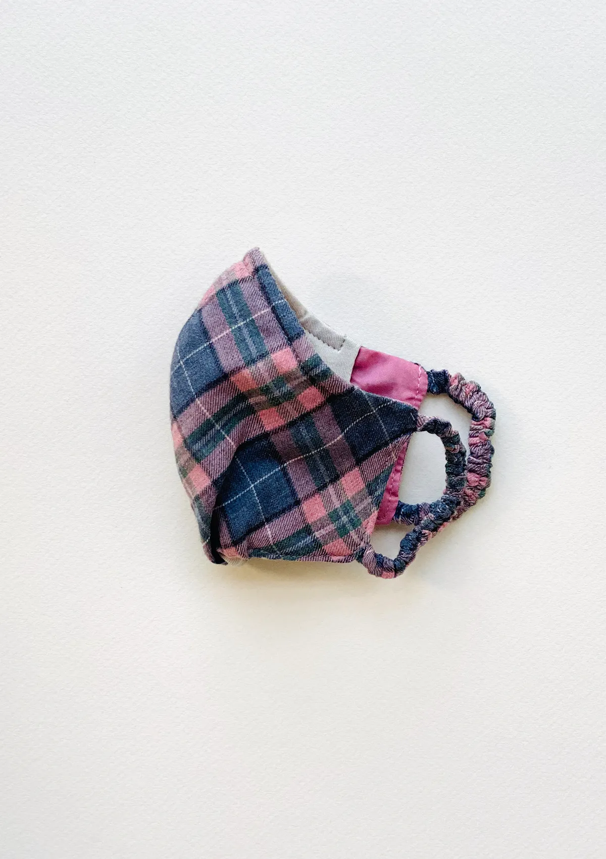 "Be Safe. Be Kind" Printed Heirloom Mask - Pink & Blue Plaid, Organic