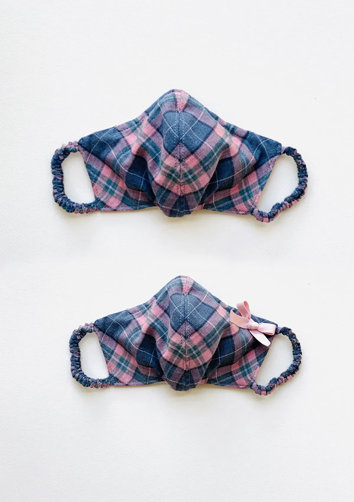 "Be Safe. Be Kind" Printed Heirloom Mask - Pink & Blue Plaid, Organic