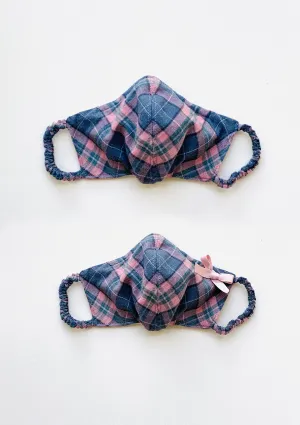 "Be Safe. Be Kind" Printed Heirloom Mask - Pink & Blue Plaid, Organic