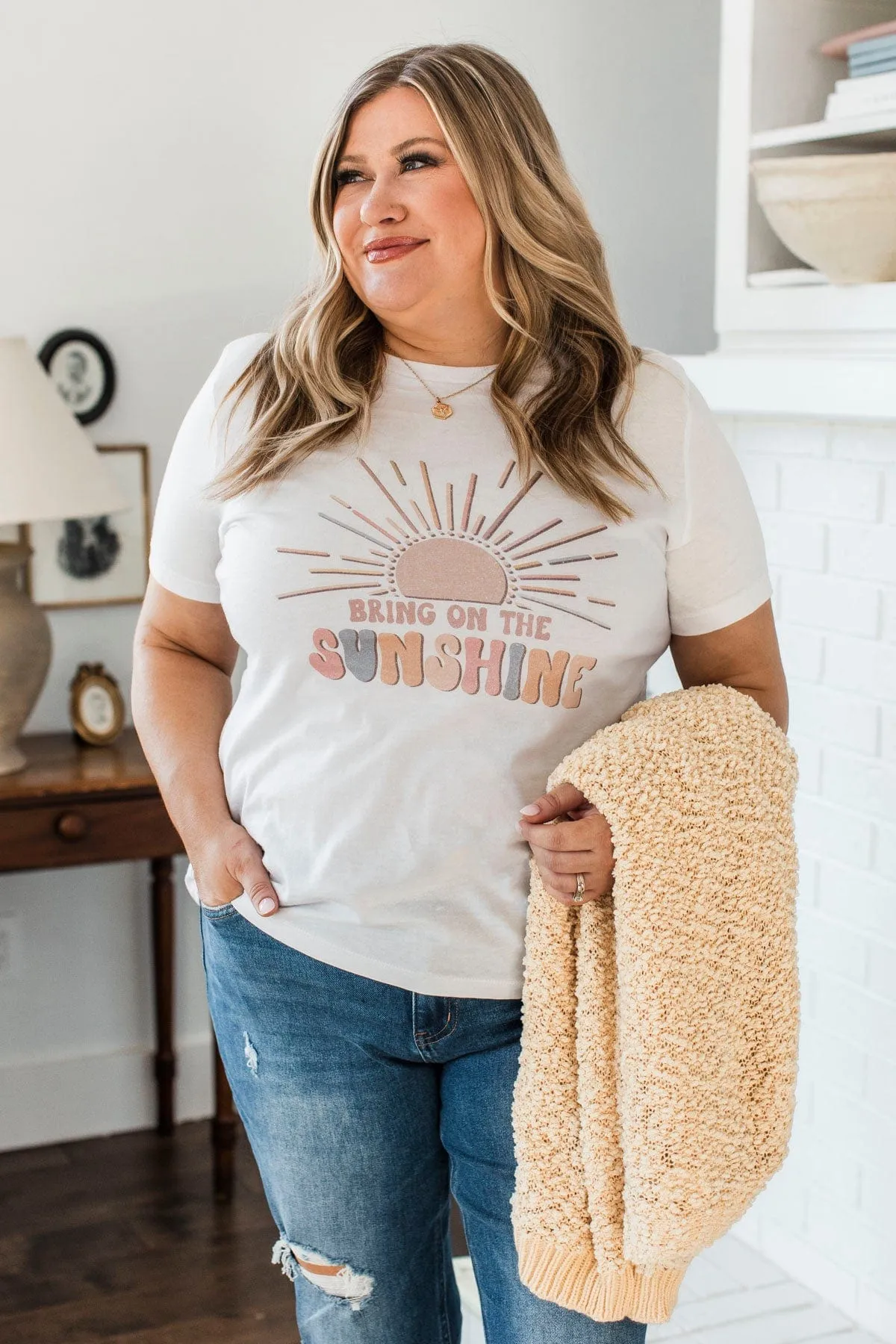 "Bring On The Sunshine" Graphic Tee- White