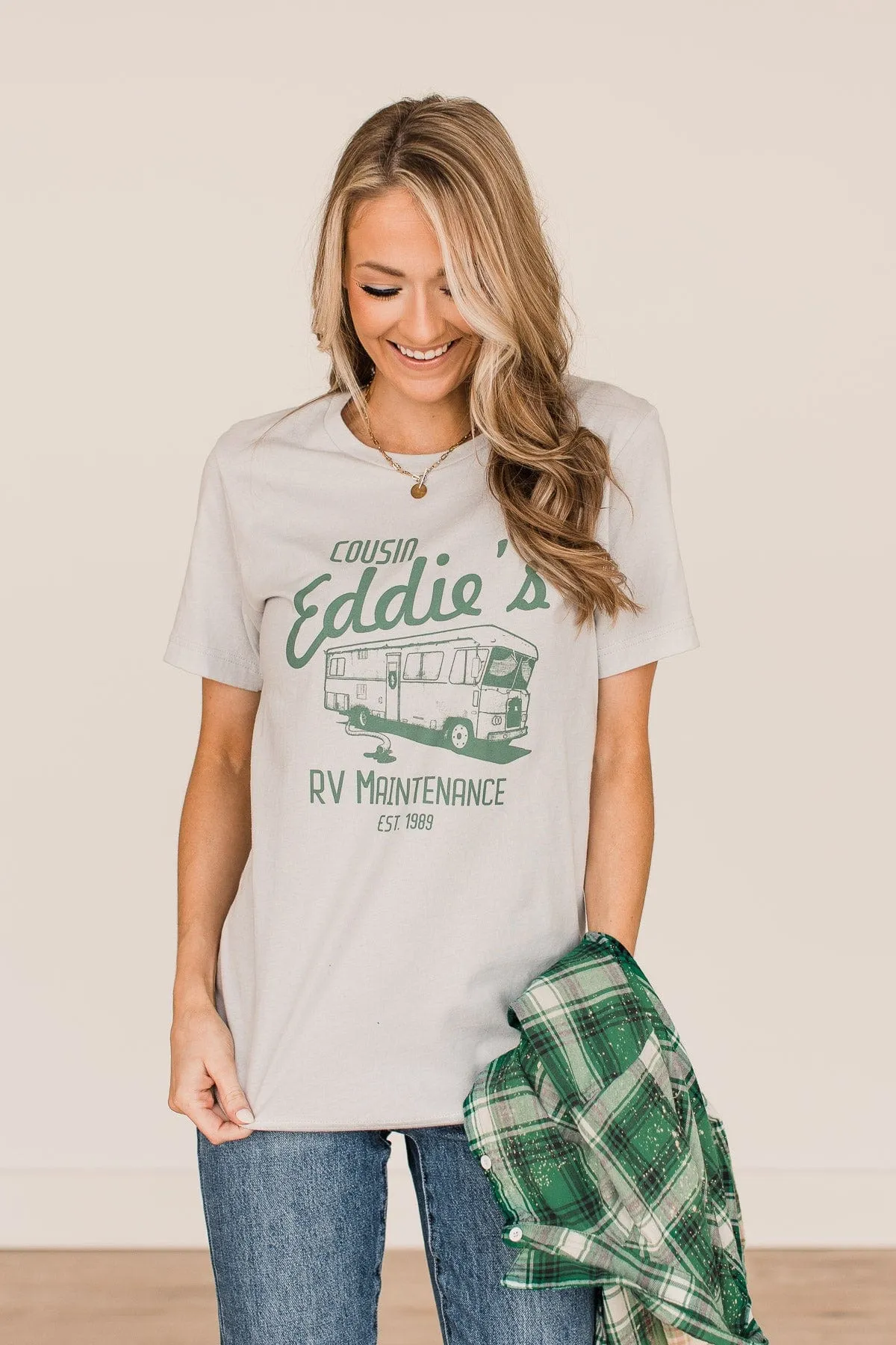 "Cousin Eddie's RV Maintenance" Graphic Tee- Light Grey