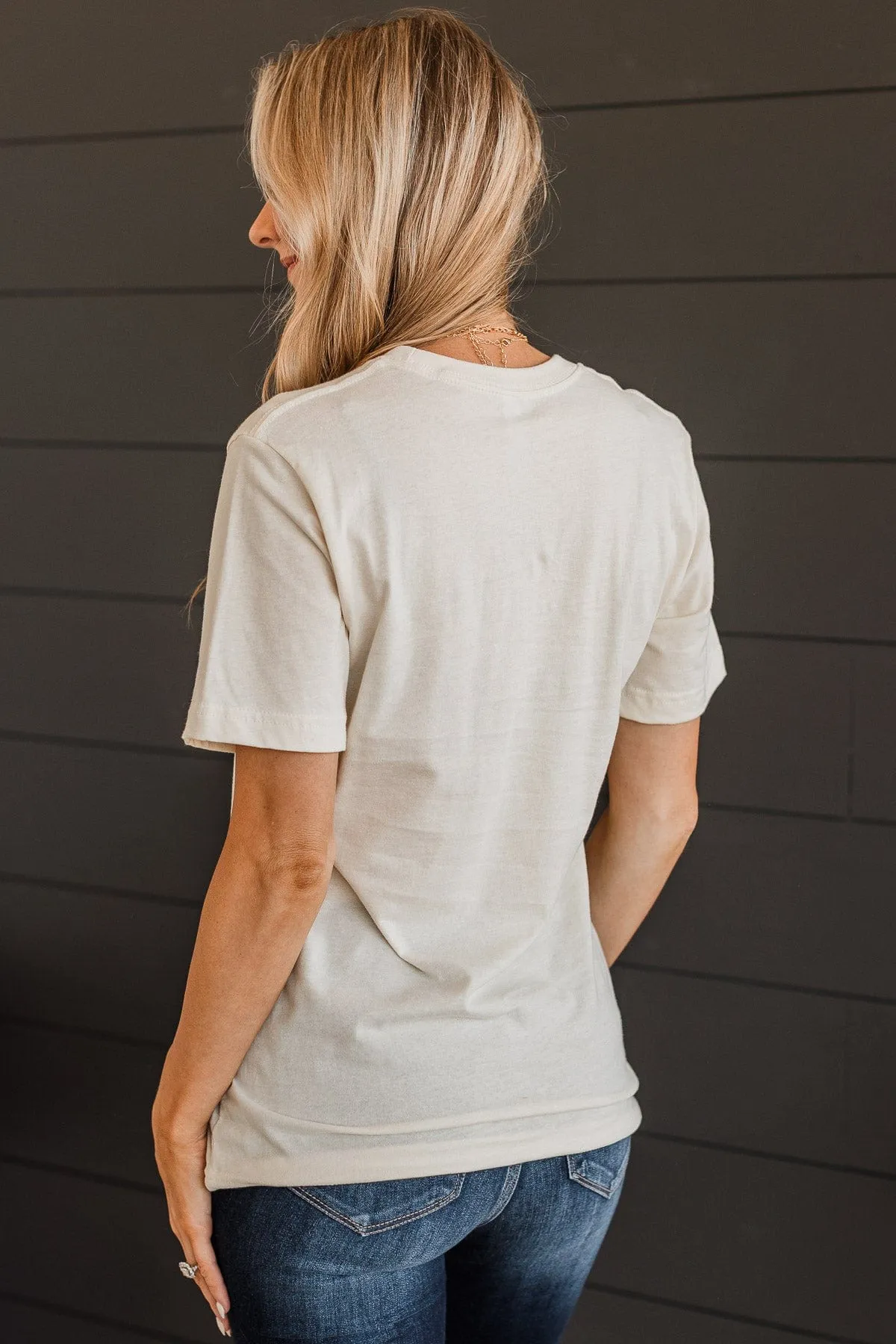 "Drink Coffee, Be Happy" Graphic Tee- Cream