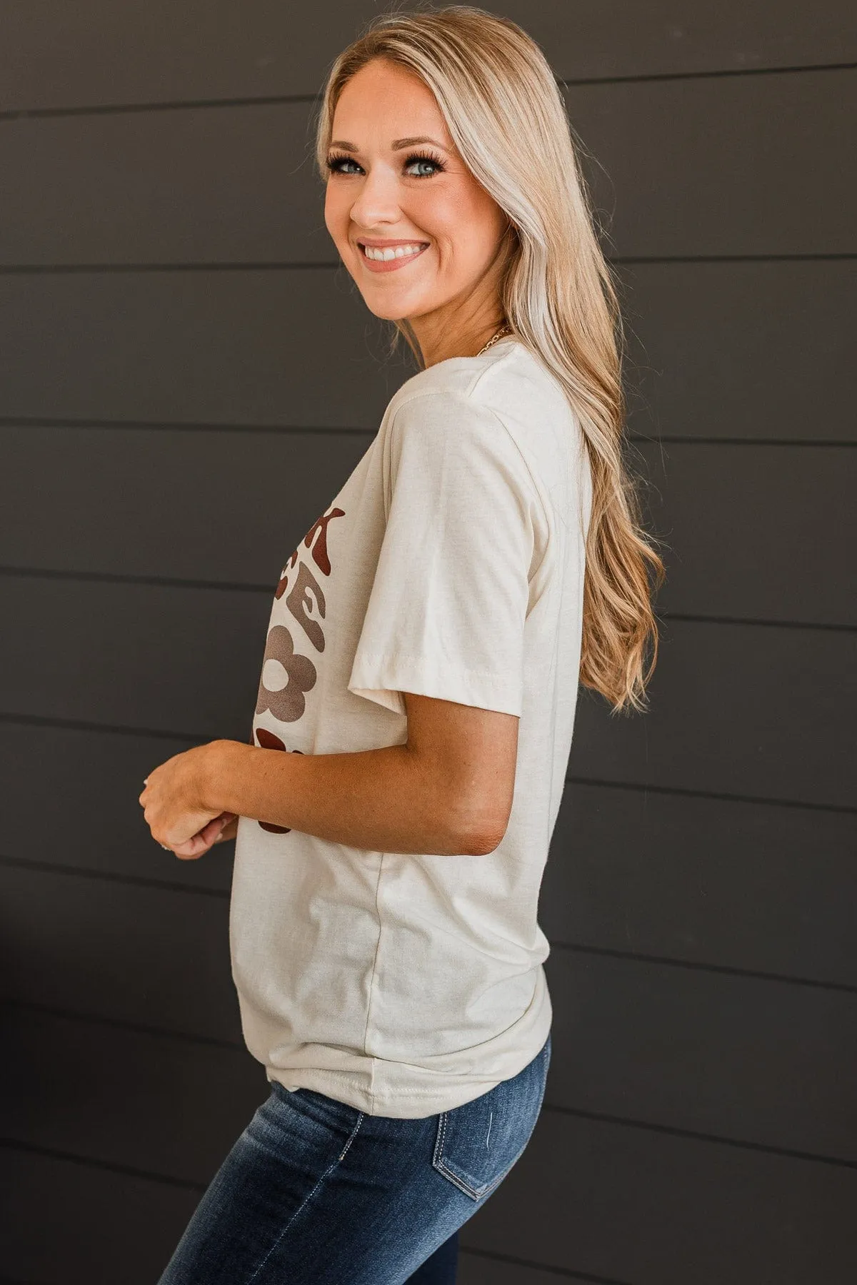 "Drink Coffee, Be Happy" Graphic Tee- Cream