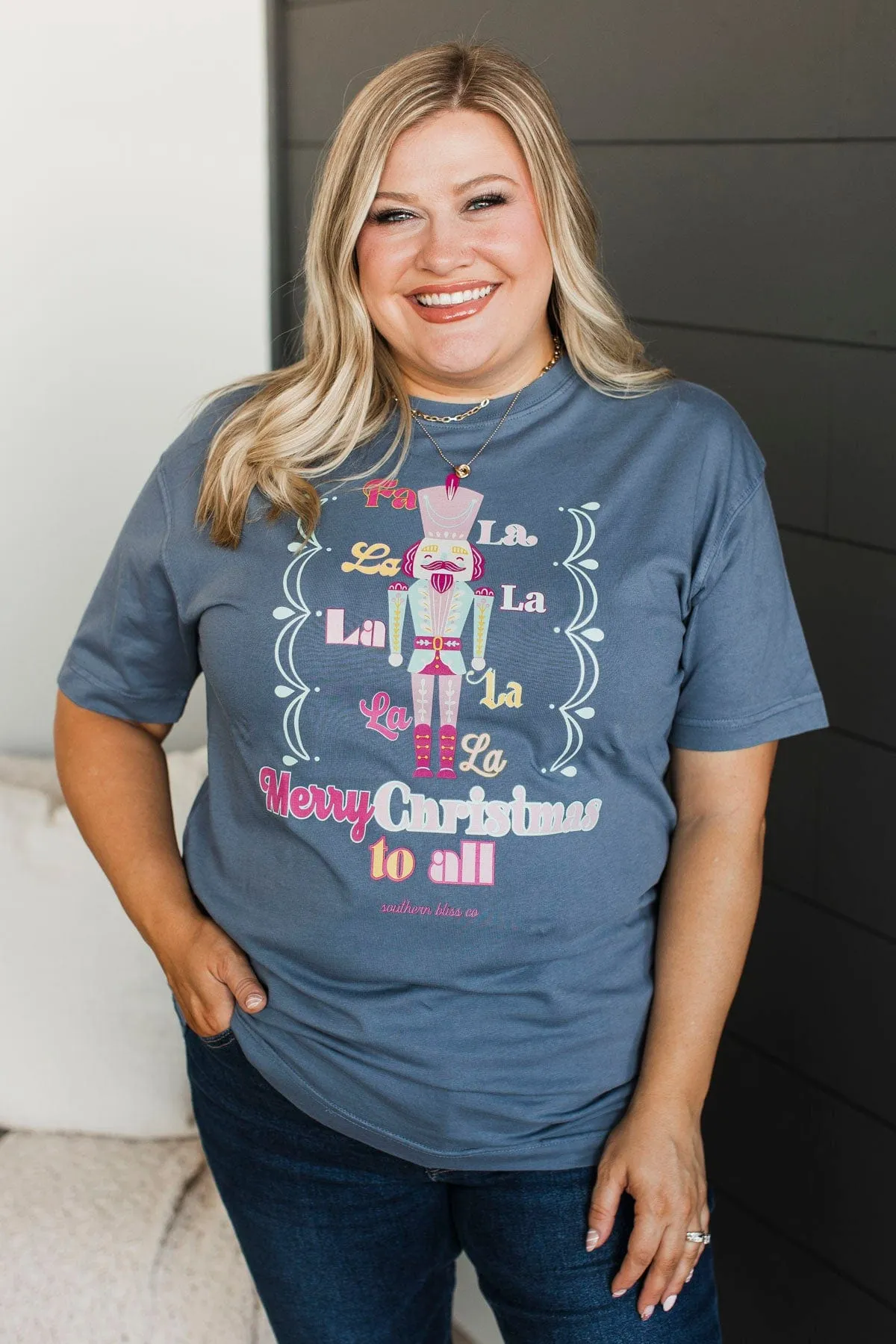"Fa La La" Nutcracker Graphic Tee- Denim Blue