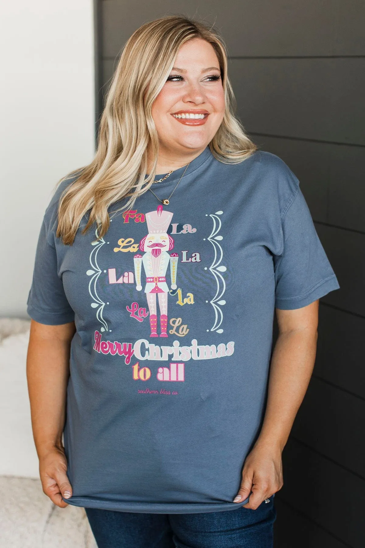 "Fa La La" Nutcracker Graphic Tee- Denim Blue