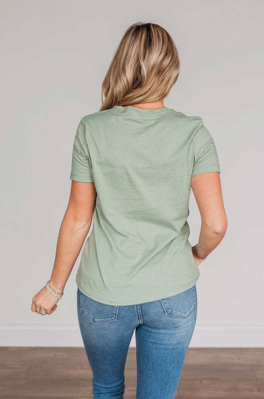 "Farm Fresh Christmas Trees" Graphic Tee- Sage