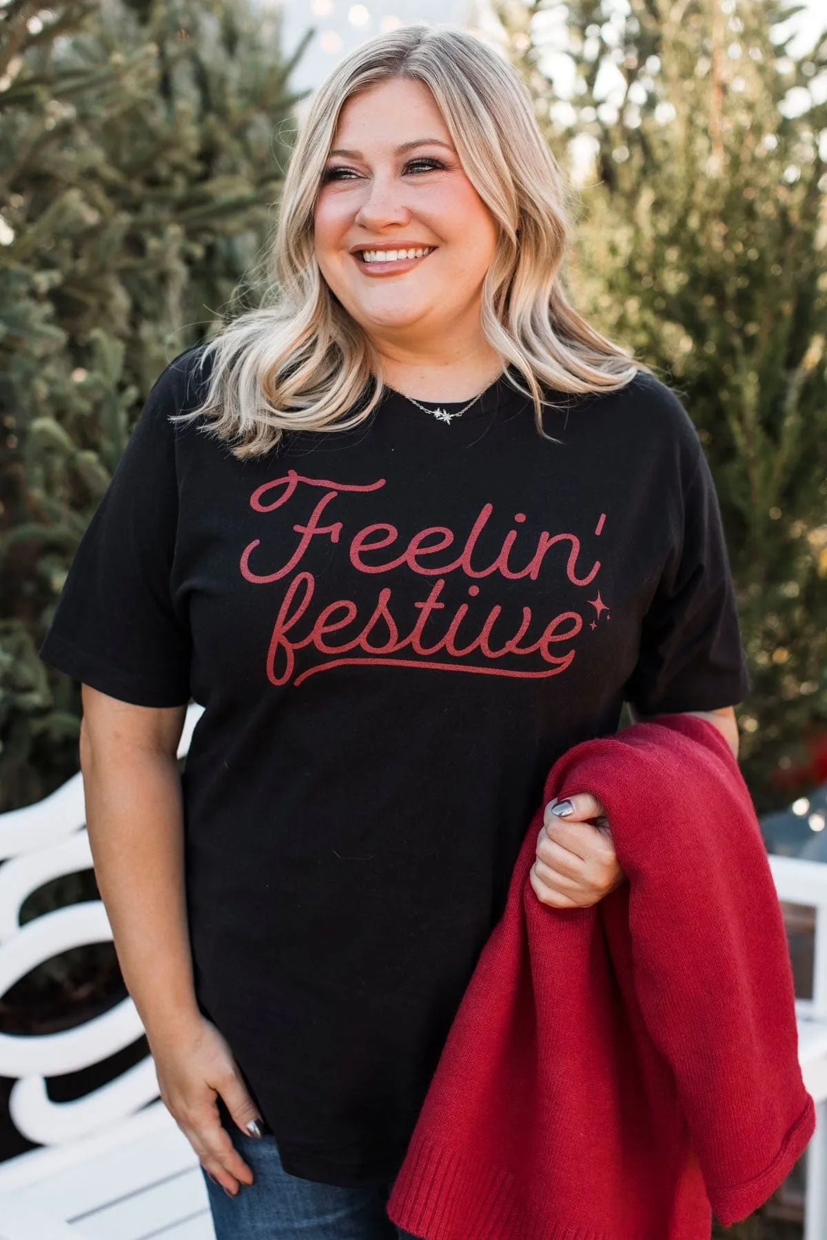 "Feelin' Festive" Graphic Tee- Black