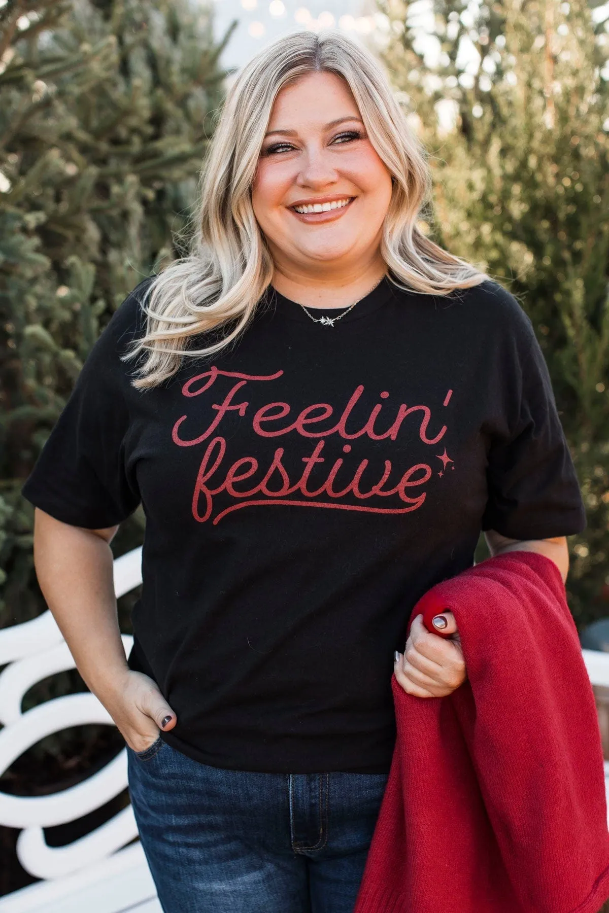 "Feelin' Festive" Graphic Tee- Black