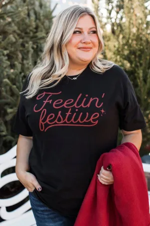 "Feelin' Festive" Graphic Tee- Black