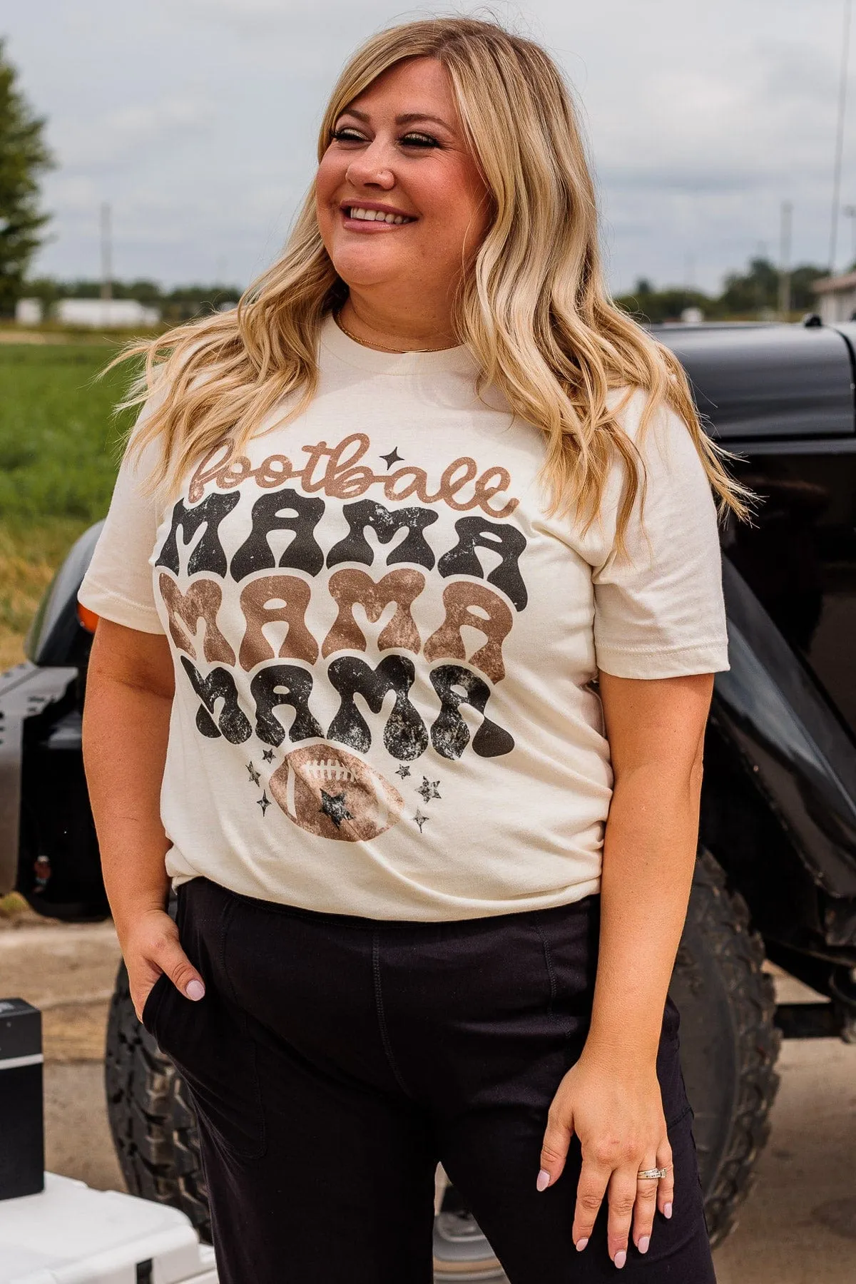 "Football Mama" Graphic Tee- Cream