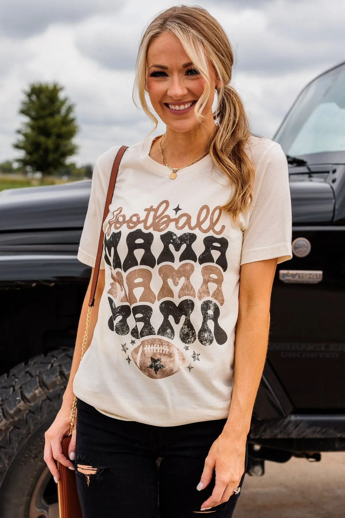 "Football Mama" Graphic Tee- Cream