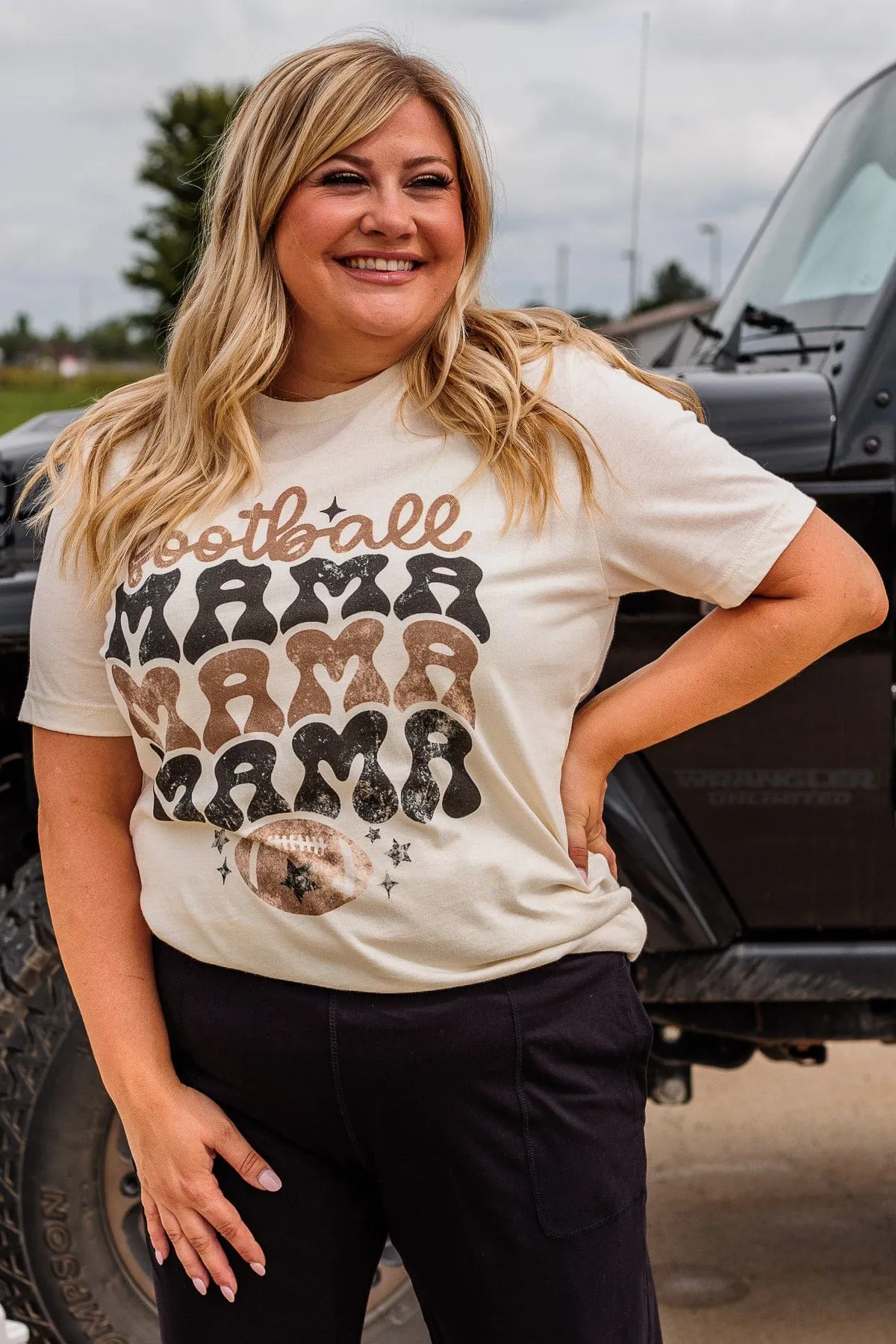 "Football Mama" Graphic Tee- Cream