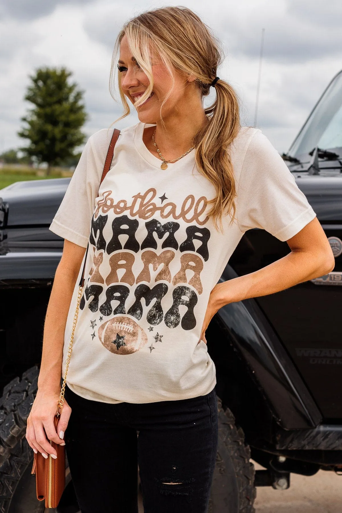 "Football Mama" Graphic Tee- Cream