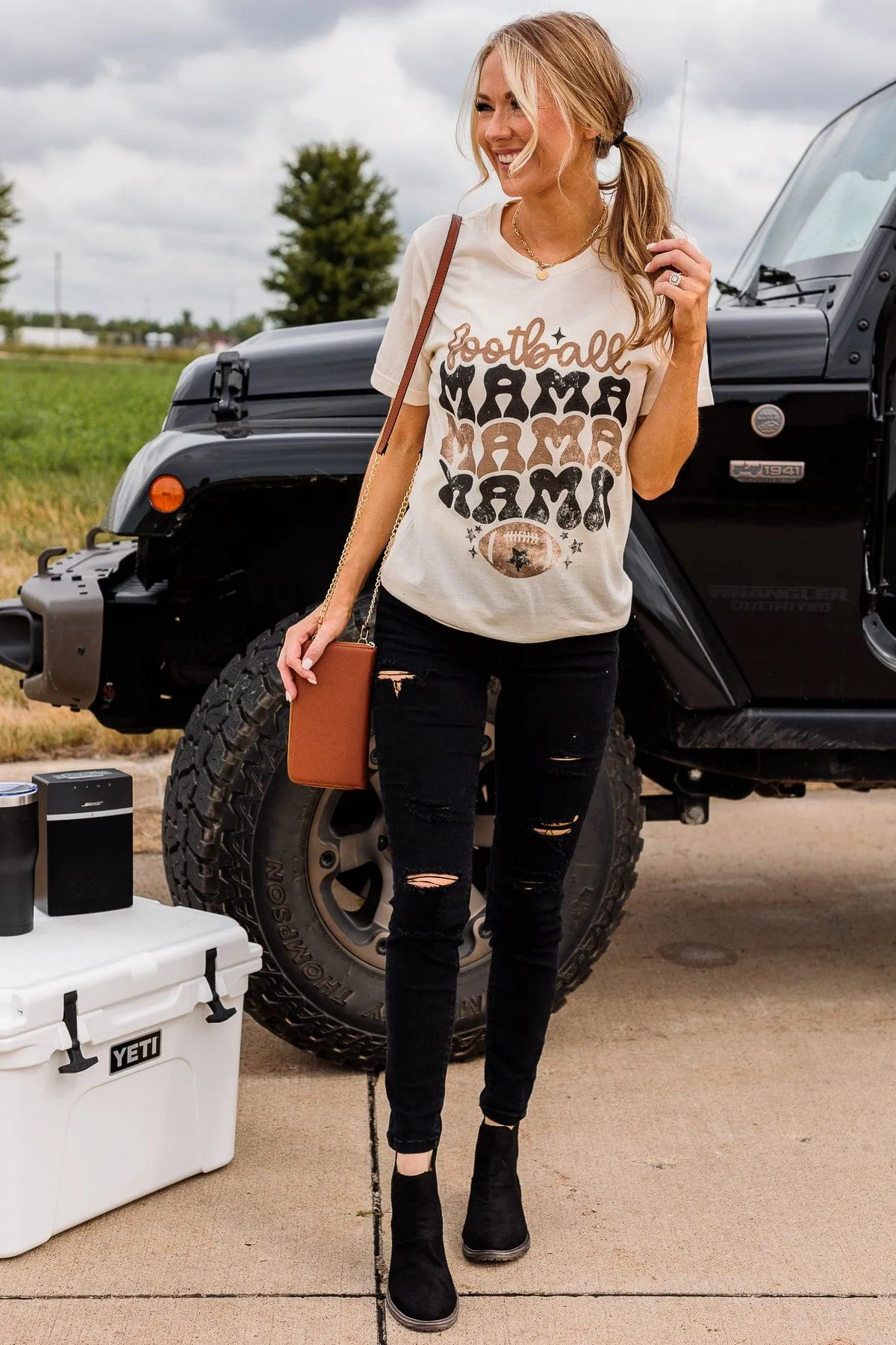 "Football Mama" Graphic Tee- Cream