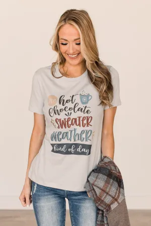 "Hot Chocolate & Sweater Weather" Graphic Tee- Powder Blue