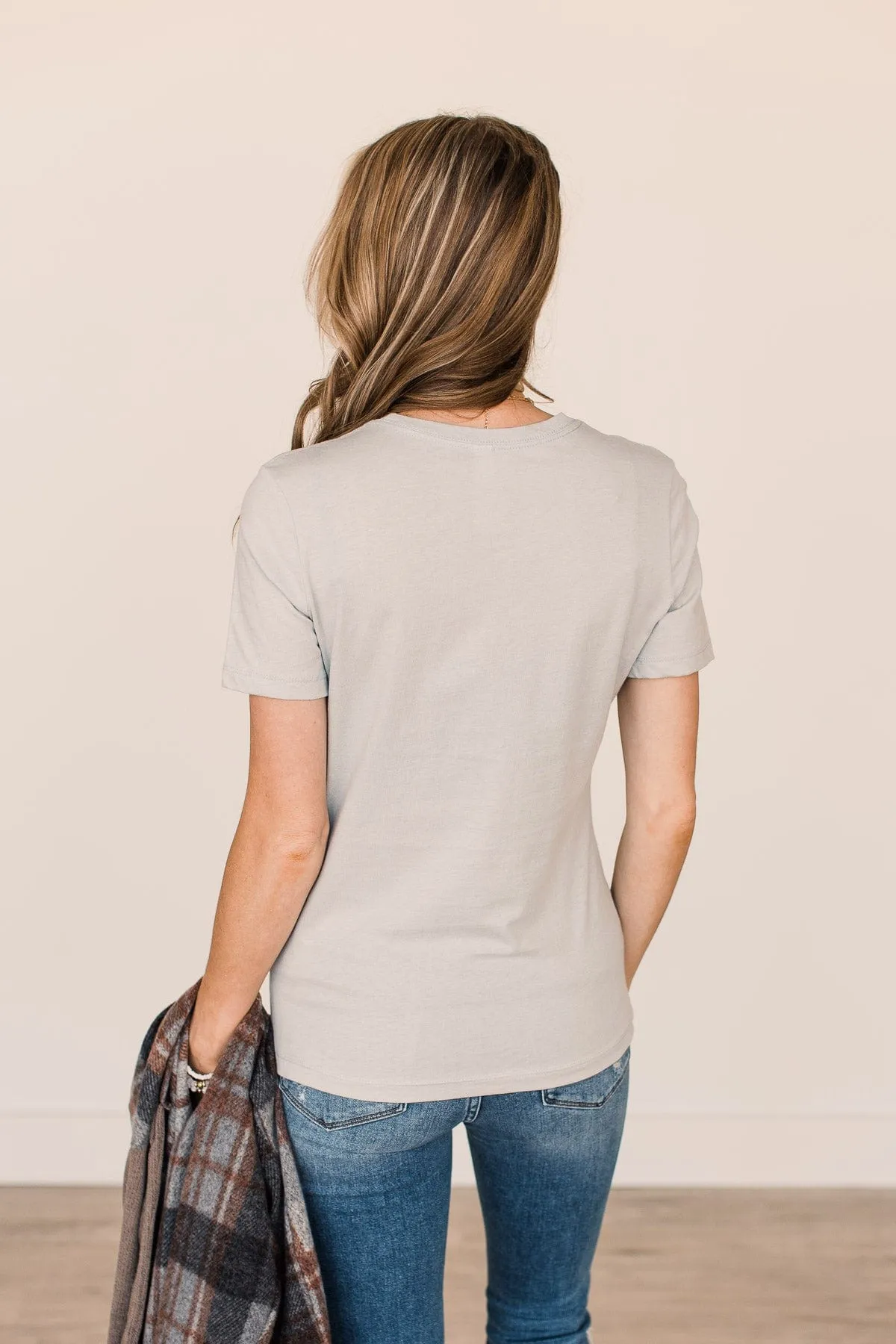 "Hot Chocolate & Sweater Weather" Graphic Tee- Powder Blue