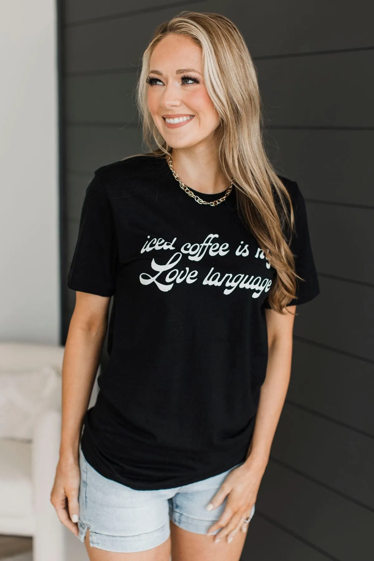 "Iced Coffee Is My Love Language" Graphic Tee- Black