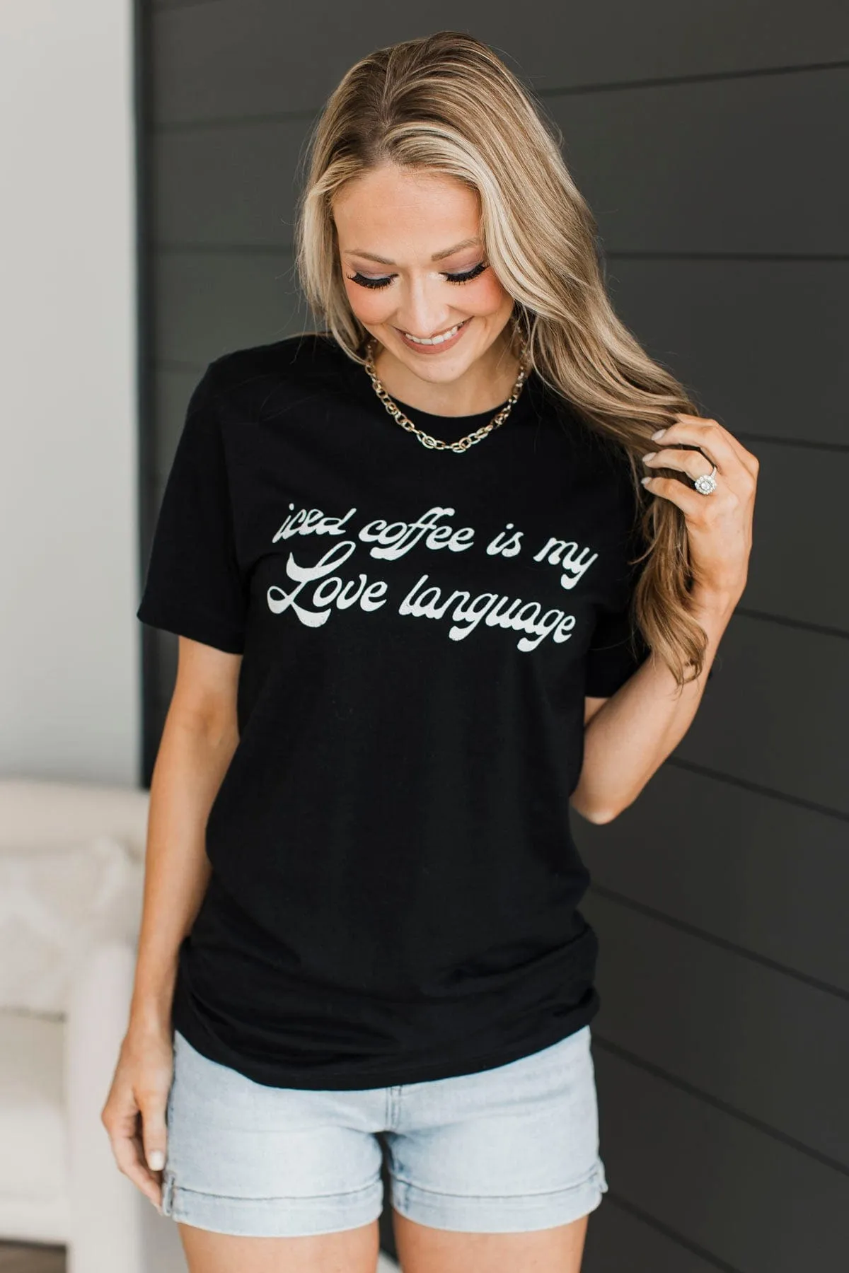 "Iced Coffee Is My Love Language" Graphic Tee- Black