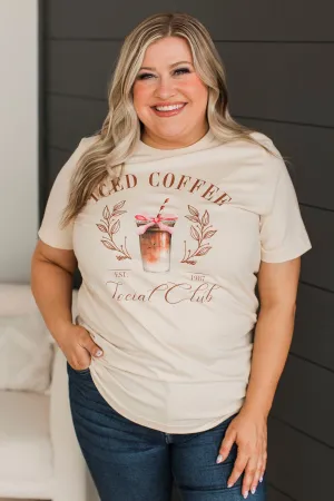 "Iced Coffee Social Club" Graphic Tee- Light Beige