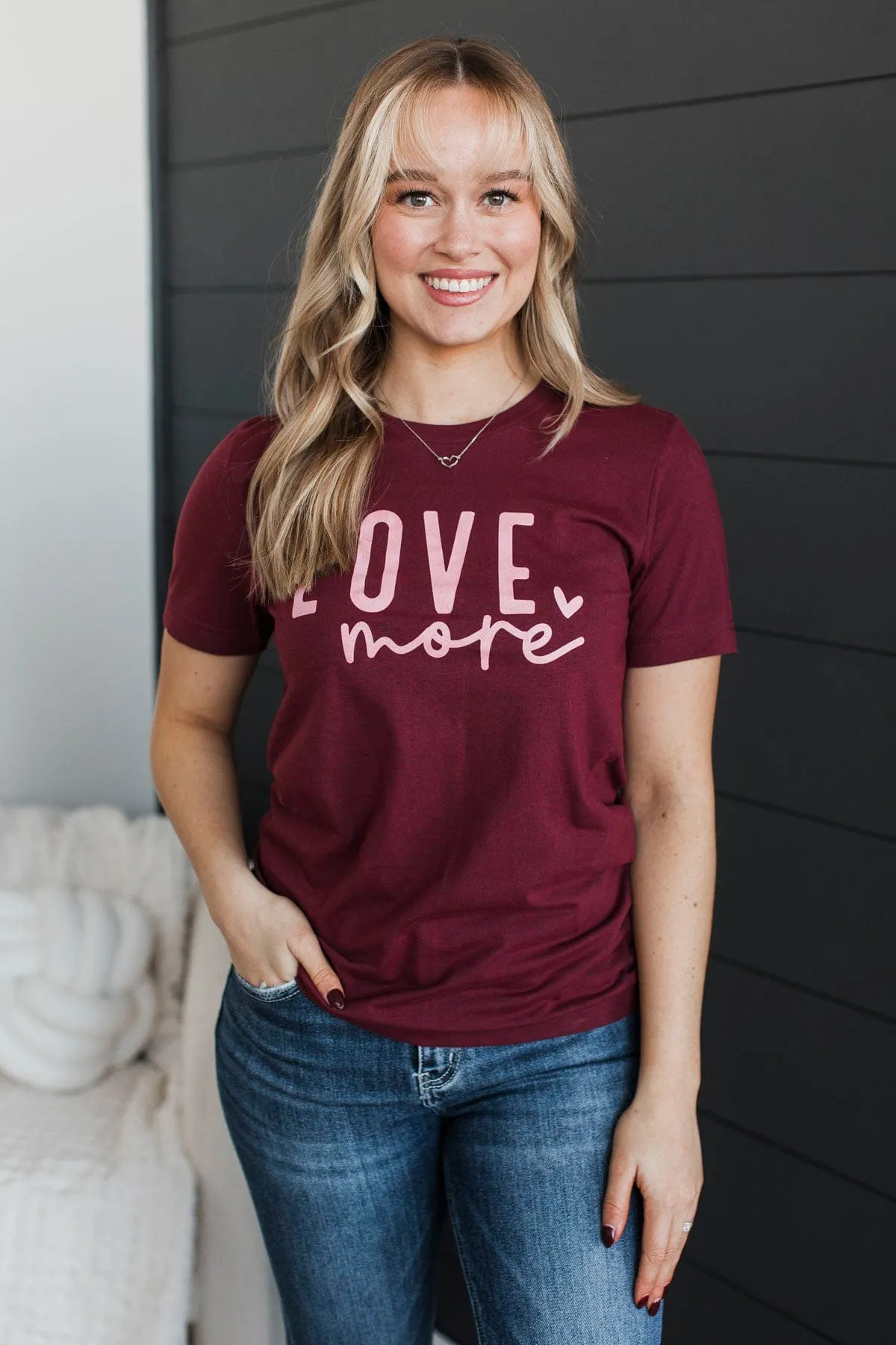 "Love More" Graphic Tee- Maroon