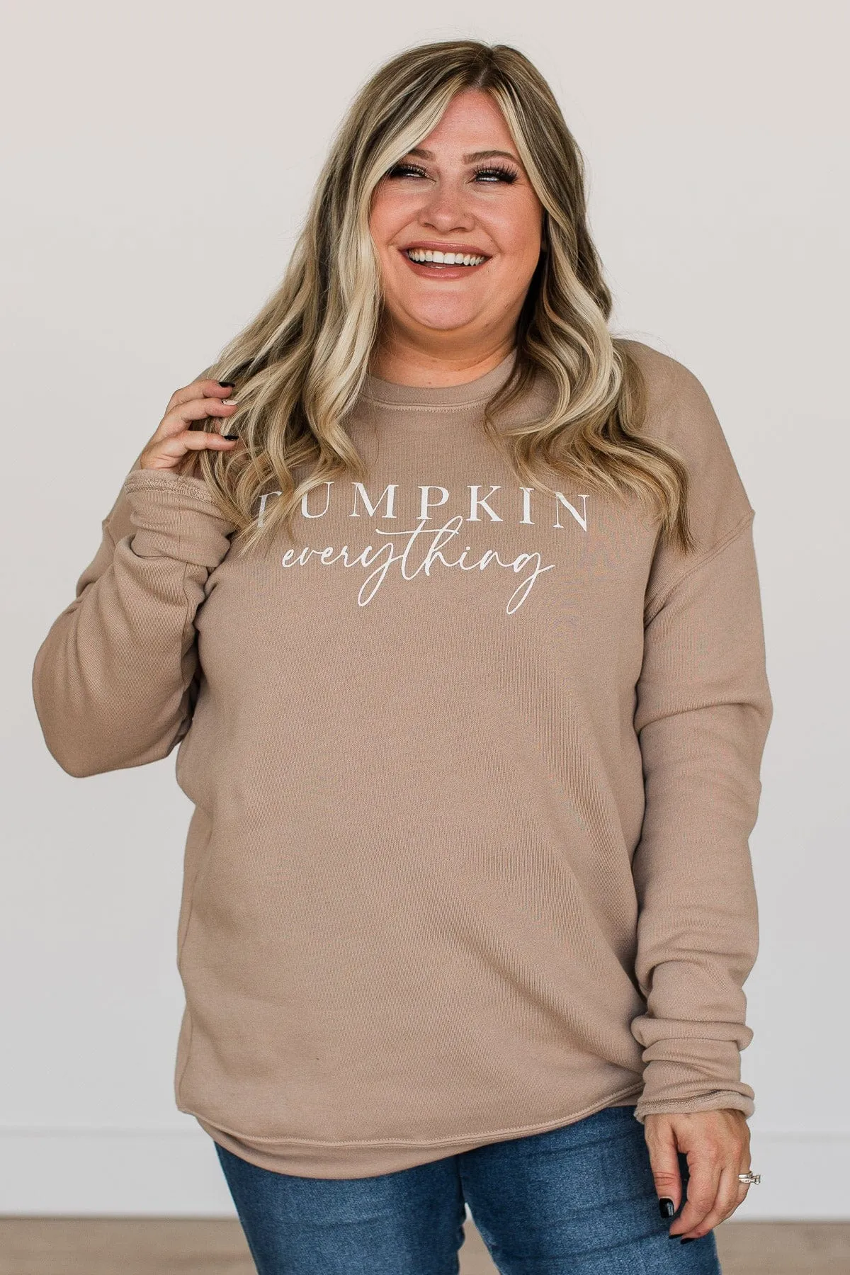 "Pumpkin Everything" Lightweight Crew Neck- Taupe