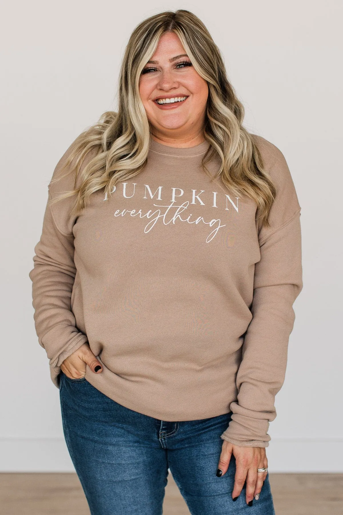 "Pumpkin Everything" Lightweight Crew Neck- Taupe