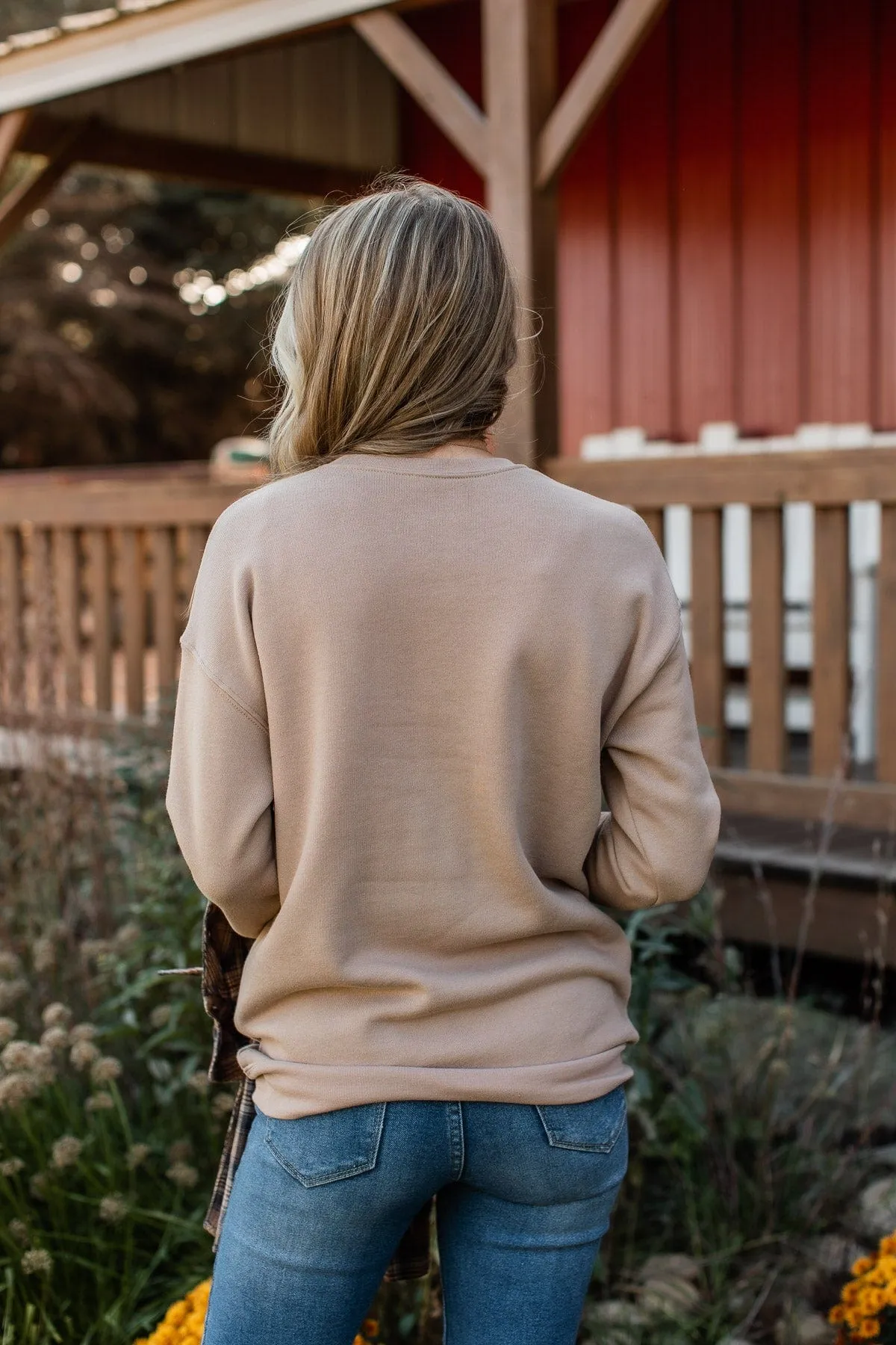 "Pumpkin Everything" Lightweight Crew Neck- Taupe