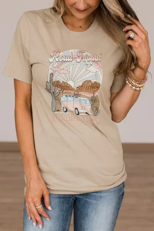 "Road Trippin" Graphic Tee- Beige