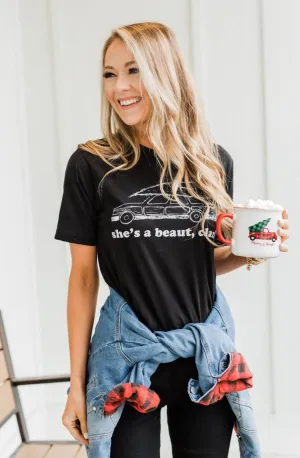 "She's A Beaut, Clark" Graphic Tee- Black