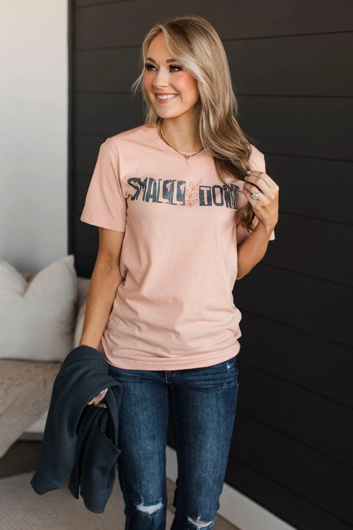 "Small Town" Graphic Tee- Dusty Peach