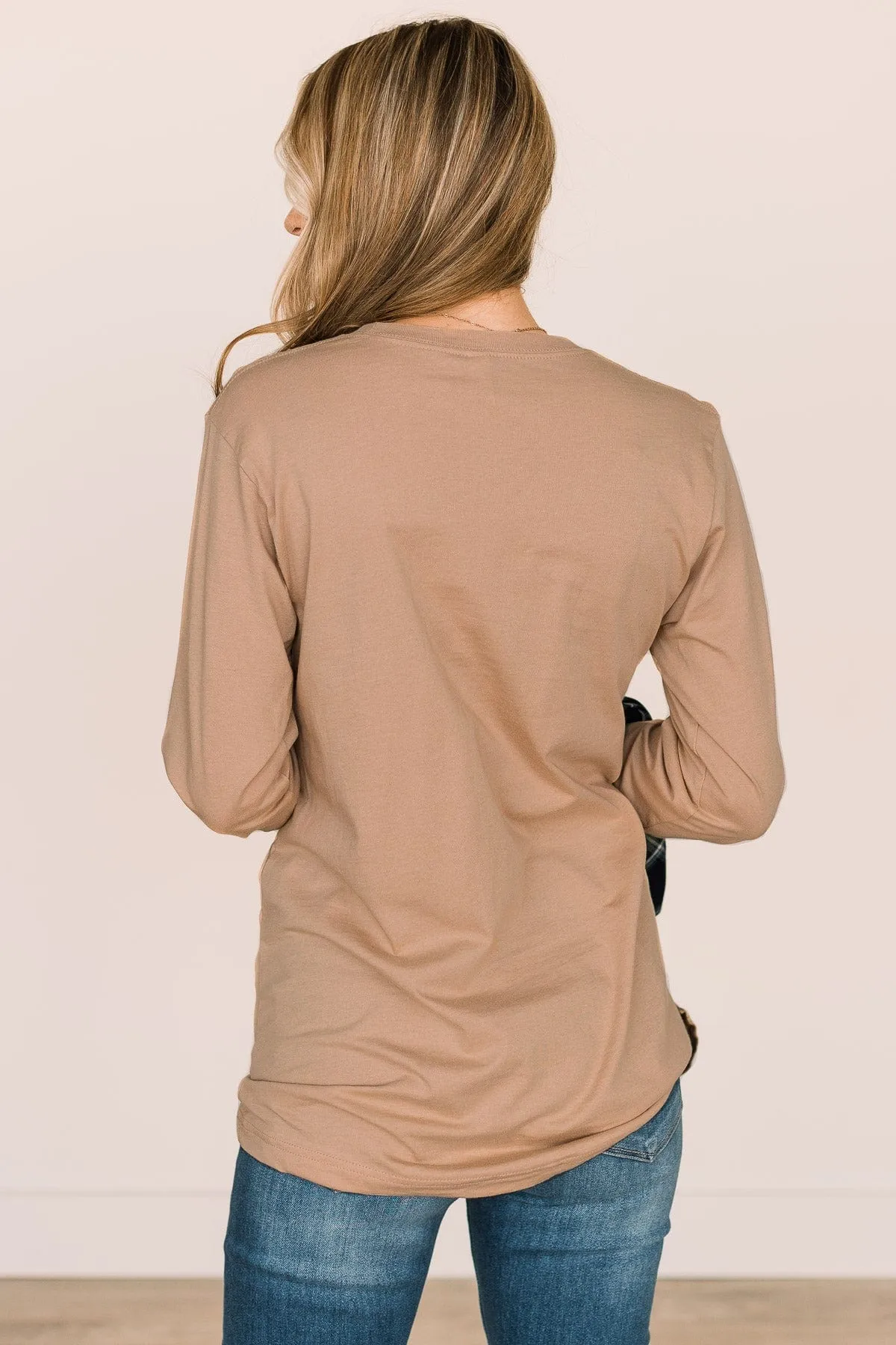 "This Is My Online Shopping Sweater" Graphic Top- Tan