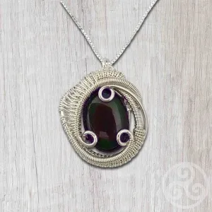 Rainbow Obsidian Wire Wrapped Pendant