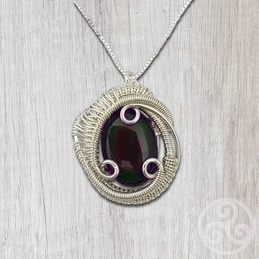 Rainbow Obsidian Wire Wrapped Pendant