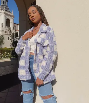Reality Check Teddy Shacket(Blue/Cream)