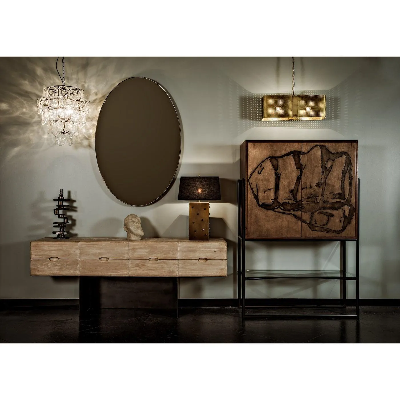 Reclaimed Lumber Begonia Sideboard, Steel Base - 84x20x33