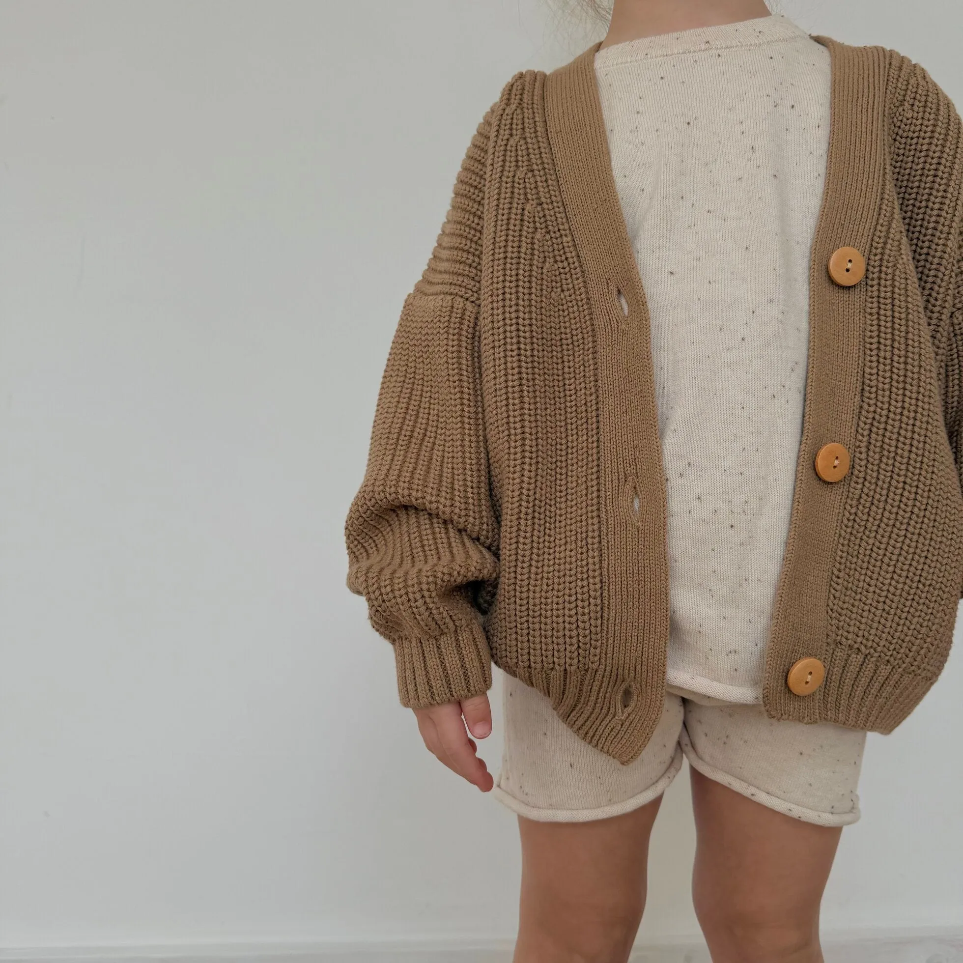 Riley Cocoa Flecked Cotton Knitted Tee