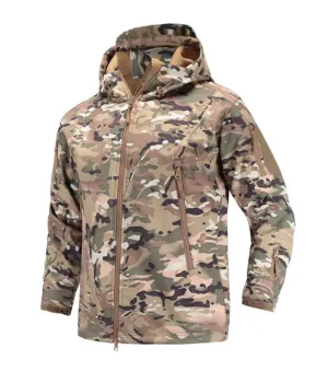Softshell Waterproof Jacket Tactical Military Waterproof Jacket with Hood- Multicam