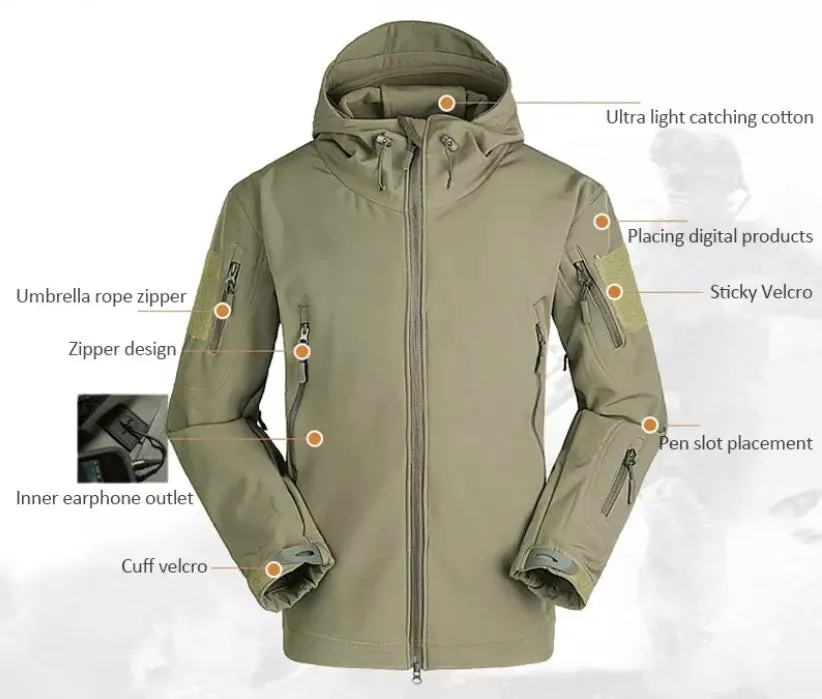 Softshell Waterproof  Tactical Military Jacket - Black